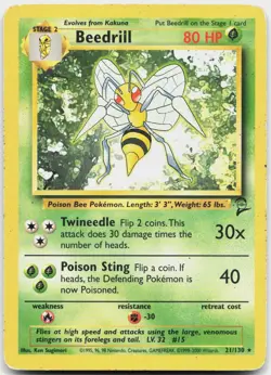 Beedrill 21/130 Rare Base Set 2 Pokemon Lightly Played - Image 1