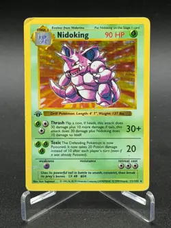 Nidoking 11/102 - 1st Edition Shadowless Base Set Holo Rare - Pokemon - HP - Image 1