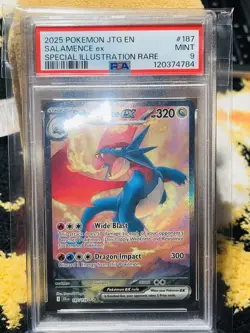 2025 POKEMON JTG EN-JOURNEY TOGETHER ILLUSTRATION RARE #187 SALAMENCE EX PSA 9 - Image 2