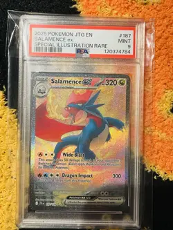 2025 POKEMON JTG EN-JOURNEY TOGETHER ILLUSTRATION RARE #187 SALAMENCE EX PSA 9 - Image 3