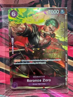 *Sealed* Roronoa Zoro Pre Release Winner Promo P-045 English Ver with Free Gift - Image 2