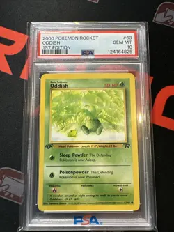 PSA 10 GEM MINT Oddish 63/82 2000 Team Rocket 1ST EDITION Pokemon Card - Image 1