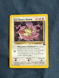 Team Rocket’s Meowth Black Star Promo 18 WOTC 2000 Pokemon Card NM 18/53 - Image 1