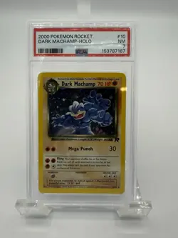 Pokemon Dark Machamp Holo Rare PSA 7 Card 10/82 Team Rocket Unlimited 2000 - Image 1