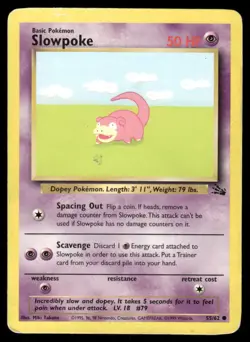 Pokemon Cards Slowpoke 55/62 Unlimited Fossil Common HP *2 - Image 1
