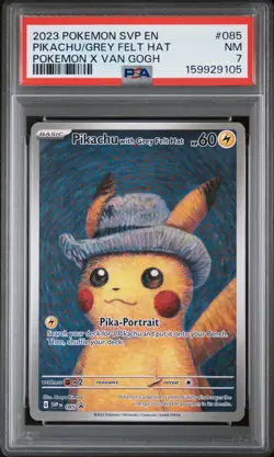2023 POKEMON SVP EN-SV BLACK STAR PROMO #085 PIKACHU WITH GREY FELT HAT PSA 7 - Image 1