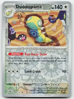Dudunsparce #80/131 (Reverse Holo) (NM) SV: Prismatic Evolutions PRE Pokemon - Image 1