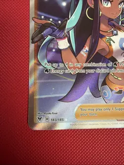 Pokemon SWSH Vivid Voltage Trainer Nessa Full Art 183/185 Card - Image 5