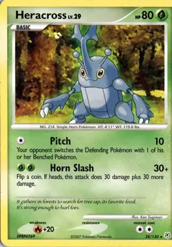 Heracross 28/130 Diamond and Pearl Pokemon Card TCG - Image 1