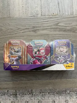 Pokemon TCG 3-Pack Tin Bundle Factory Sealed Machamp Yveltal-EX Magearna 2016 - Image 1