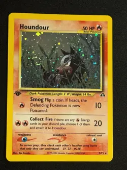 Pokemon Houndour 5/75 1st Edition Holo LP Neo Discovery 2002 WOTC PERFECT SWIRL - Image 1