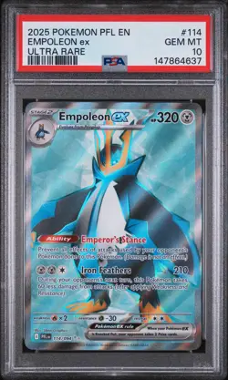 2025 POKEMON PFL EN-PHANTASMAL FLAMES ULTRA RARE #114 EMPOLEON EX PSA 10 - Image 1