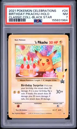 Birthday Pikachu Holo 24 Celebrations Classic Collection Pokemon PSA 7 *964 - Image 1