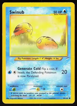 Swinub 84/105 Common Neo Destiny Pokemon Unlimited Damaged - Image 1