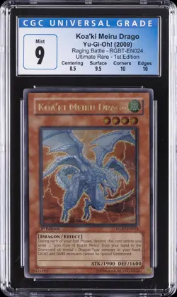 2009 YU-GI-OH! RAGING BATTLE ULTIMATE RARE, 1ST EDITION KOA'KI MEIRU DRAGO CGC 9 - Image 1