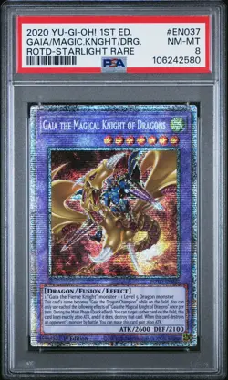 2020 YU-GI-OH! ROTD-RISE OF THE DUELIST GAIA THE MAGICAL KNIGHT OF DRAGONS PSA 8 - Image 1
