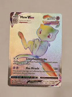Mew VMAX 268/264 Rainbow Secret Rare NM Raw Pokemon Card Fusion Strike Full Art - Image 1