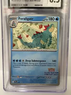 CGC 8.5 Feraligatr 213 Illustration Contest Winner Promo Pokemon Card Sv Promo - Image 4