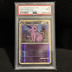Pokemon PSA 9 Espeon #2 Reverse Foil Undaunted Rare 2010 Italiano - Image 1
