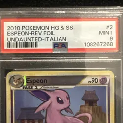 Pokemon PSA 9 Espeon #2 Reverse Foil Undaunted Rare 2010 Italiano - Image 3