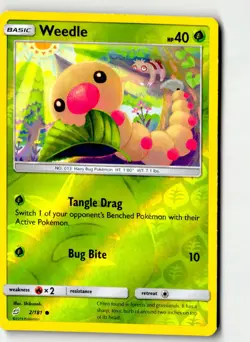 Weedle 2/181 Common Team Up Pokemon Reverse Holo Lightly Played - Image 1