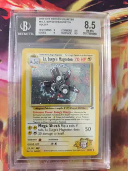 Pokemon Karte Card Lt Surge's Magneton Holo Gym Heroes 2000 Beckett BGS 8.5 - Image 2