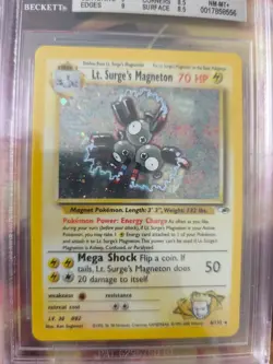 Pokemon Karte Card Lt Surge's Magneton Holo Gym Heroes 2000 Beckett BGS 8.5 - Image 3