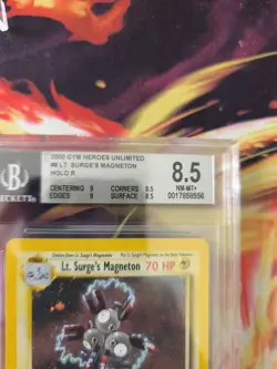 Pokemon Karte Card Lt Surge's Magneton Holo Gym Heroes 2000 Beckett BGS 8.5 - Image 4