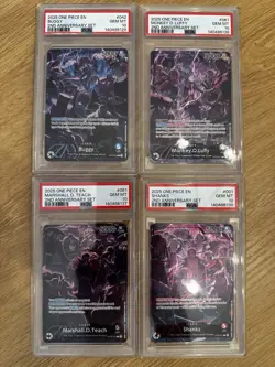 2nd Anniversary English One Piece -PSA 10 ALL 4 LEADERS Luffy Shanks Buggy Teach - Image 1