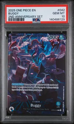 2nd Anniversary English One Piece -PSA 10 ALL 4 LEADERS Luffy Shanks Buggy Teach - Image 3