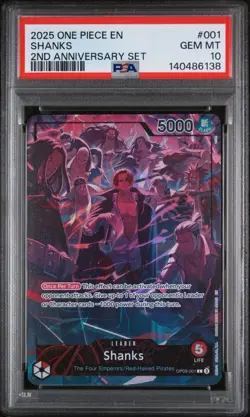 2nd Anniversary English One Piece -PSA 10 ALL 4 LEADERS Luffy Shanks Buggy Teach - Image 5