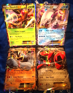 2016 POKEMON HOLLO EX (4) CARD LOT - MACHAMP, SCIZOR, BEEDRILL, PALKIA - Image 1