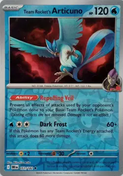 051/182 TEAM ROCKET'S ARTICUNO REVERSE HOLO DESTINED RIVALS POKEMON CARD - Image 1