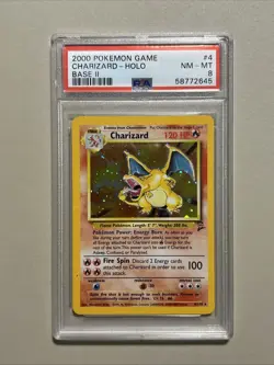 CHARIZARD PSA 8 Pokemon Holo Card BASE SET 2 RARE 4/130 - Image 1