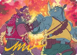 Bebop & Rocksteady (29/54) Gold Stamped Art Card - Teenage Mutant Ninja [MTG] - Image 1