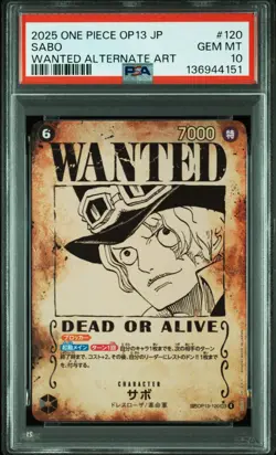 One Piece Card Jap - Sabo Wanted #OP13-120- Carrying on his Will - PSA 10 - Image 2