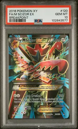 2016 POKEMON XY BREAKPOINT #120 FULL ART/M SCIZOR EX PSA 10 - Image 1