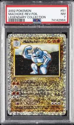 2002 POKEMON LEGENDARY COLLECTION #51 MACHOKE-REVERSE FOIL PSA 7 - Image 1