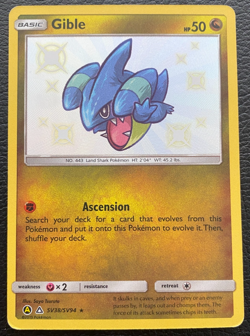 Gible SV38/SV94 - Pokemon Hidden Fates (2019) Sun & Moon Shiny Rare Card - LP - Image 1
