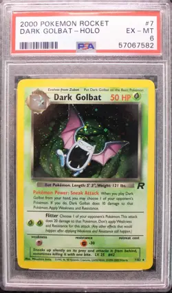 PSA 6 EX-MT Dark Golbat Holo 2000 Pokemon Team Rocket #7 57067582 Vintage - Image 1