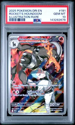2025 Pokemon Team Rocket's Houndoom Destined Rivals IR 191/182 PSA 10 - Image 1