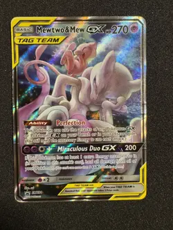 Pokemon Mewtwo & Mew GX TAG TEAM Promo SM191 DMG - Image 1