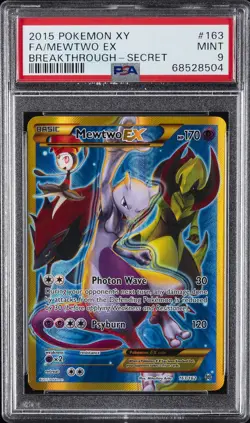 2015 POKEMON XY BREAKTHROUGH SECRET #163 FULL ART/MEWTWO EX PSA 9 - Image 1