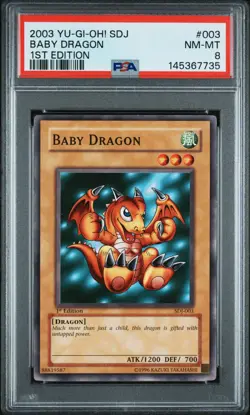 2003 YU-GI-OH! STARTER DECK: JOEY 1ST ED #003 BABY DRAGON PSA 9 - Image 1