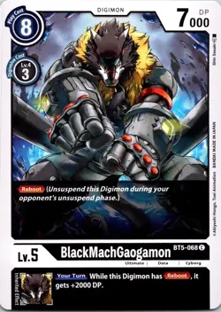 BlackMachGaogamon BT5-068 Black Common Ultimate (Lv5) Digimon Card CCG - Image 1