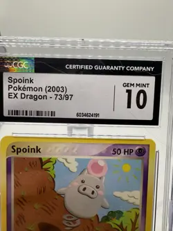CGC Gem Mint 10 Spoink 73/97 - EX Dragon 2003 Pokemon Card - Image 2