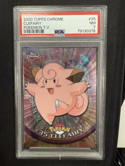 Clefairy Topps Chrome Pokemon TV Animation Edition PSA 8 2000 - Image 3