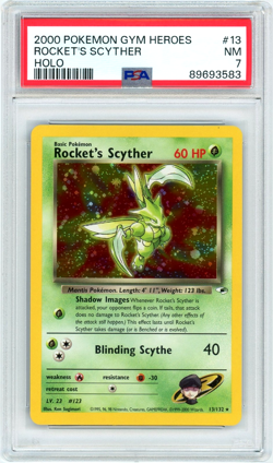 2000 Pokemon Gym Heroes Team Rocket's Scyther 13/132 Holo PSA 7 NM - Image 1