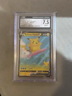 GERMAN HOLOSHIFT ERROR Surfing Pikachu V Celebrations 008/025 Pokemon CGC 7.5 - Image 3