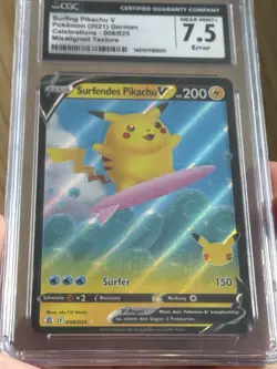 GERMAN HOLOSHIFT ERROR Surfing Pikachu V Celebrations 008/025 Pokemon CGC 7.5 - Image 5